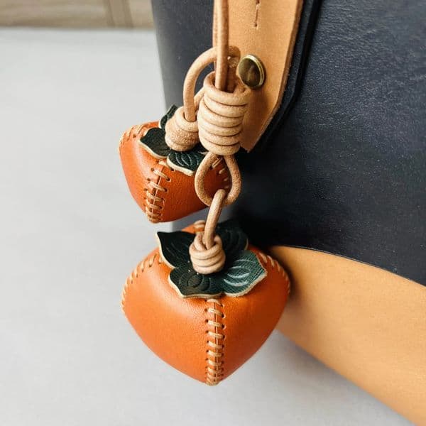 Genuine Leather Handmade Pendants Suitable for Bags Handbag BackpacksCute Leather Bag Charms Fruit Keychain Accessories 251027