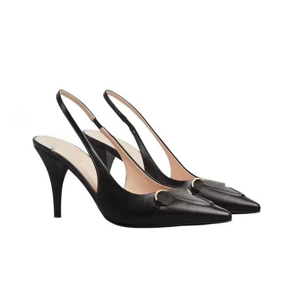 2025 slingbacks heels pumps ballet flat designer shoes womens mid-heel slingback pump leather sandals block chunky kitten heel sandal flats ballerina dress shoe 8cm