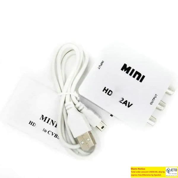AV2HD 1080P HDTV Video Adapter Mini AV To HD Converter CVBS L/R RCA TO HDTV For Xbox 360 PS3 PC360 With Bags Packaging LL