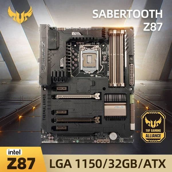 LGA 1150 Motherboard Asus SABERTOOTH Z87 Motherboard 1150 DDR3 Intel Z87 32GB USB30 PCIE 30 SATA III ATX For Core i5 I7 4790