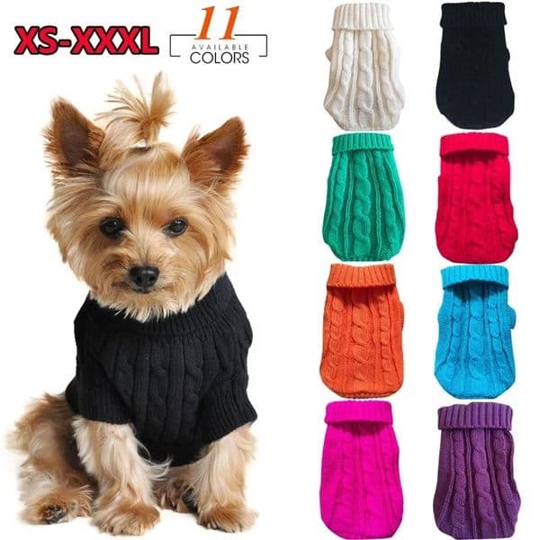 Dog Winter Pink Black Sweater Small Pet Clothes Warm Solid Color Soft Coat Outfit for Cats Pullover 251024