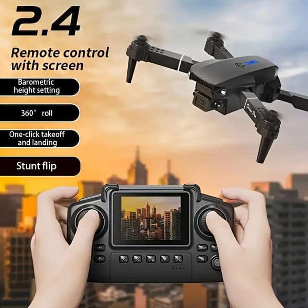 Beginner-Friendly Drone With Cameras, Dual Batteries For Long Flight Time, Foldable Design, 360° Stunt Roll, One-Button Takeoff And Landing, HD Display Screen