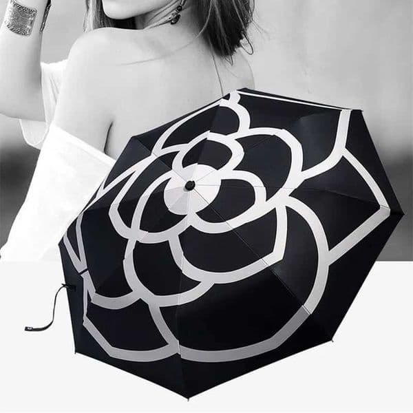 2026 Luxury Brands High Quty Camellia Automatic Umbrella Rain Women Men Folding UV Sun Transparent Sunshade Umbrellas C251027 Free Shipping