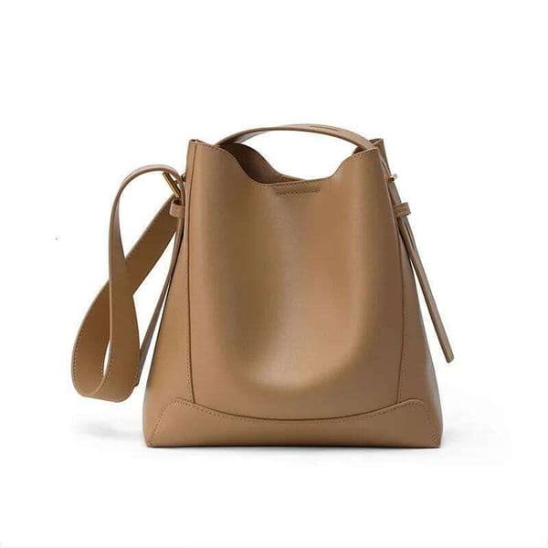 Designer Luxury Women Cowhide Bucket Large Capacity Shoulder Bag Autumn And Winter