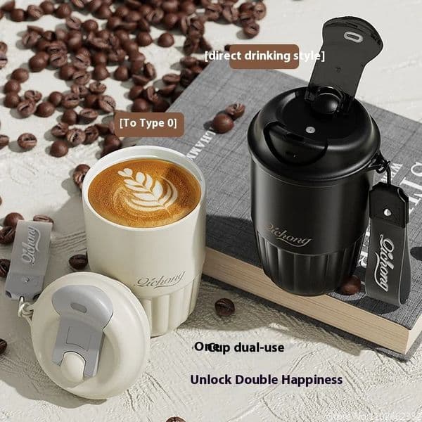 410ML Ceramic Liner Thermos Coffee Cup Travel Mug Vacuum Insulated For Thermal Tumbler Christmas Gift 251024