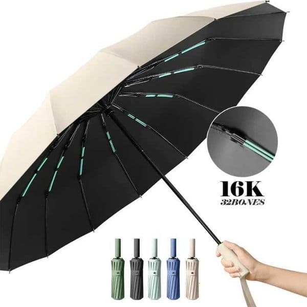 Windproof Compact Umbrellas Automatic Fold Business Luxury Sun Rain Umbrella Travel 16K Double Bones Large Umbrella C251027 K260224