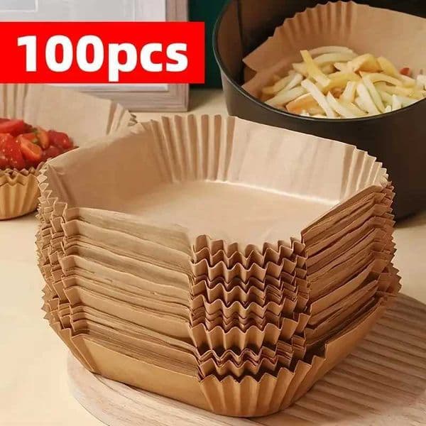 100pcs NonStick Air Fryer Liners Brown Paper Sheets for Baking Roasting Microwaving Easy Cleanup Healthier Cooking D251027