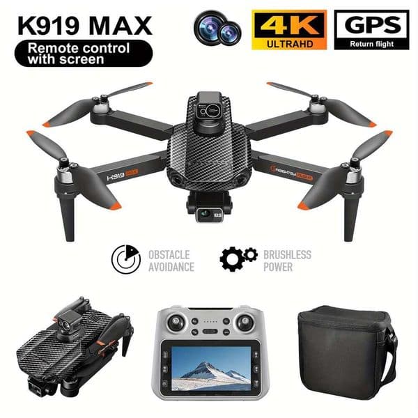 SEREE Folding 3-Axis Anti-Shake Gimbal Drone, 4K Professional Aerial Drone Equipped With HD Dual Cameras, 4.5-Inch LCD Color Screen, Intelligent Obstacle