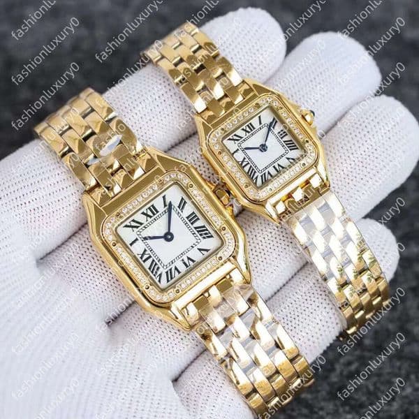fashion womens couple watches high quality panthere 27mm square lady watch gift Classic Waterproof Sports montre luxe Gold Sier color Never fade c2