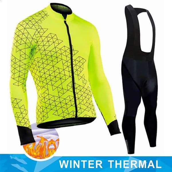 Winter Thermal Fleece Cycling Jersey Mens Mtb Clothing Man Blouse Uniform Bicycle Clothes Complete Tricuta Bib Maillot Set 251024BJ