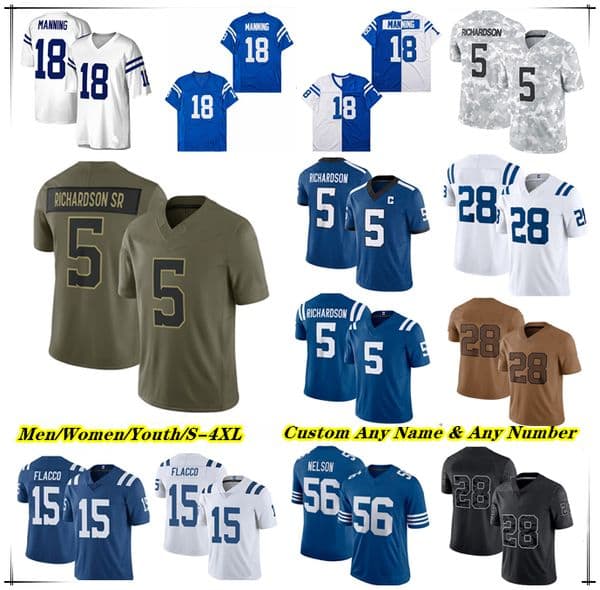Daniel Jones Tyler Warren Jonathan Taylor Football Jersey Anthony Richardson Michael Pittman Jr Alec Pierce Josh Downs Mekhi Blackmon DeForest Buckner Nick Cross