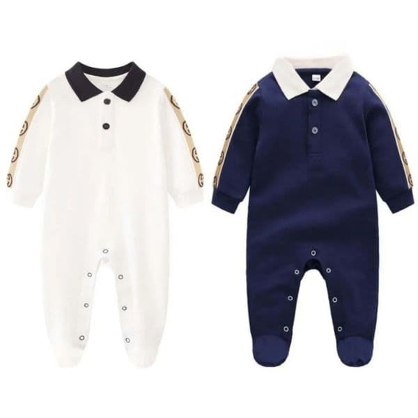 Kids Designer Romper Baby Boy Girl Top Quality Long Sleeve Clothes Newborn Spring Autumn Lapel Jumpsuits Children's Clothing Jumpsuits