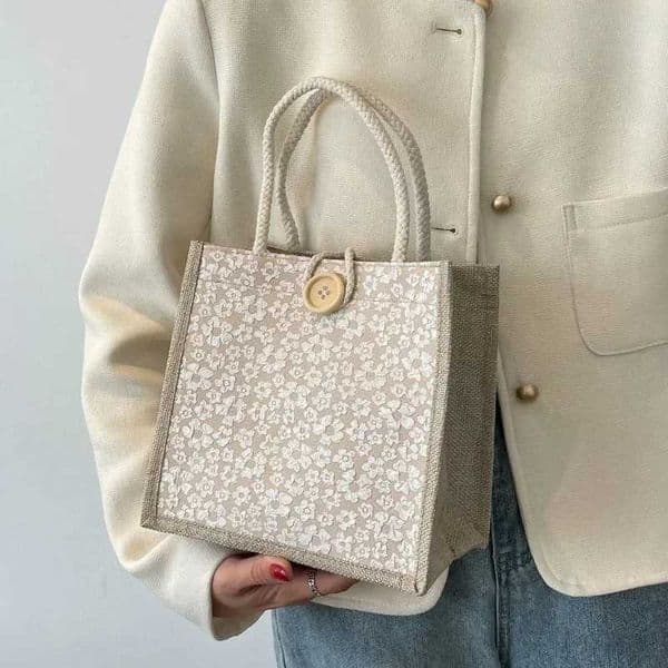 Luxury Designer Womens Hemp Handbag Trendy BentoStyle Tote Aesthetic Handheld Purse for Work Evening EventsW251028