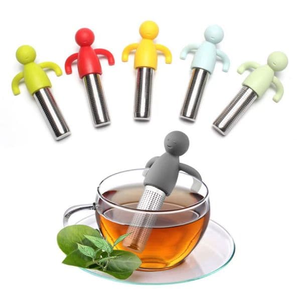 Tea Tools Silicone Stainless Steel Humanoid Tea Strainers Filter Leakage Infuser Cup Decoration Creative Ornament Gadgets Lazy Tealeaf Diffuser