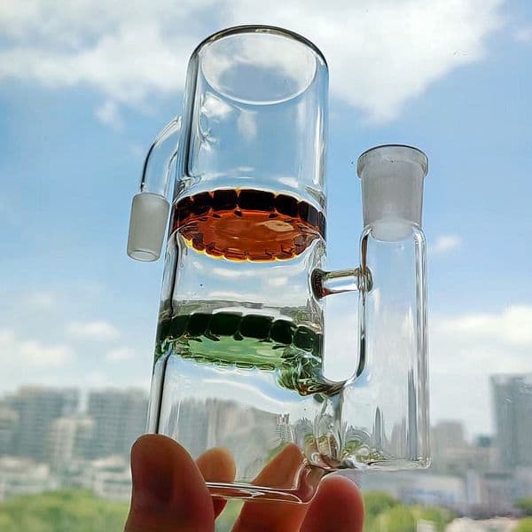 14mm Ash Catchers Glass Hookah Bubblers with Honeycomb Perc Bongs Water Pipe for Dry Herb Recycler Smoking Accessory