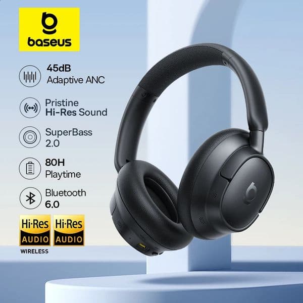 Baseus EH10 NC ANC Wireless Headphones 45dB Adaptive Hybrid Noise Cancelling Headsets HiRes LDAC Headphone Bluetooth 60 80Hrs 251024