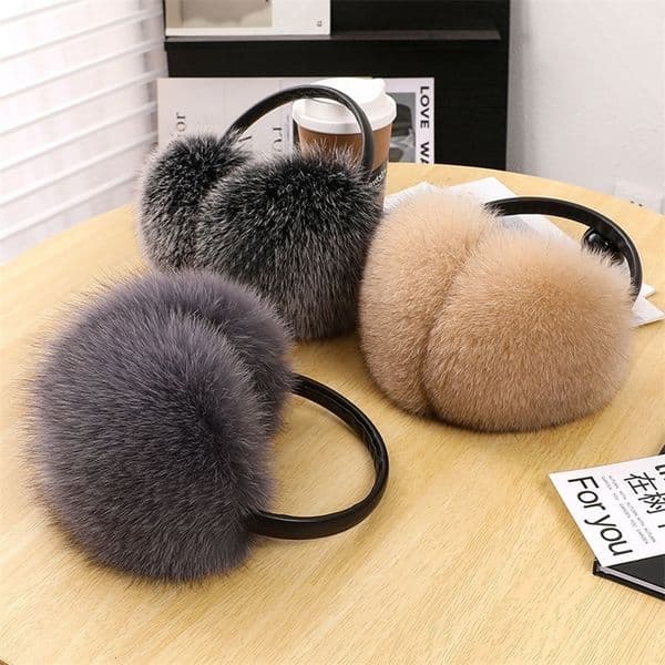 Arrival Women 100 Real Fox Fur Ear Cover Plush Genuine Fox Fur Earmuff Winter Lady Big Pompoms Fox Fur Fluffy Earmuffs Warm 251027ww1
