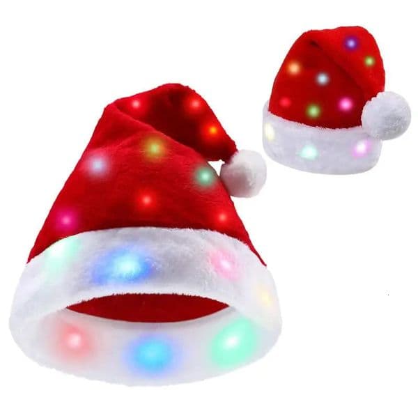 Merry Christmas LED Lights Highend Plush Children Adult Santa Hat Christmas Decorations Christmas Supplies LuminousSanta Hat 251028