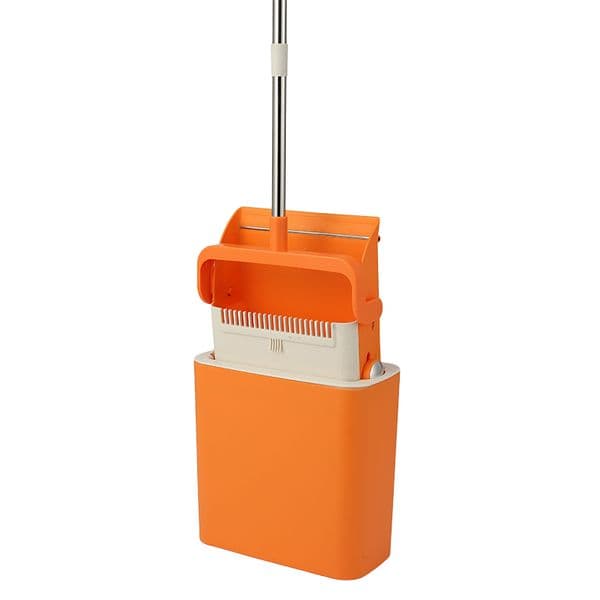 Three-section stainless steel rod broom, dustpan and trash can set, a household cleaning three-piece set that integrates sweeping and storage