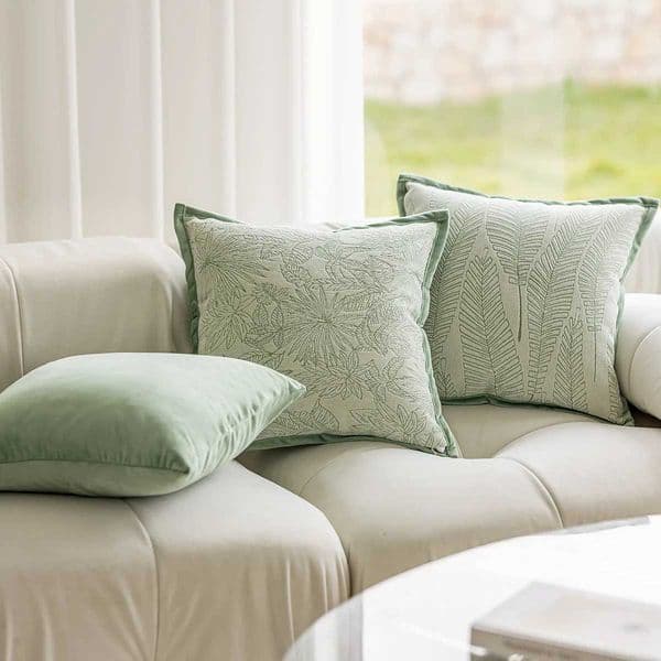 Pillow Case Light Luxury French Covers Decorative Green Plant Jacquard Cushion Cover Home Decor Living Room Decoration cases C251028
