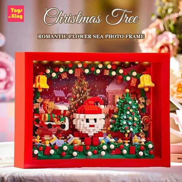 Santa Claus Christmas Tree Photo Frame Building Blocks Kids Toys DIY Bricks Model Home Ornaments New Year Valentines Girl Gifts W251028