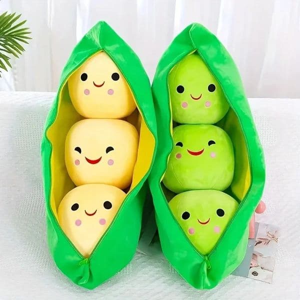 Kawaii Pea Stuffed Plush Plant Toy Cartoon Cute Creative Pea Doll Bean Girl Boy Sleeping Pillow Mat Gift for Girls Festival 251027
