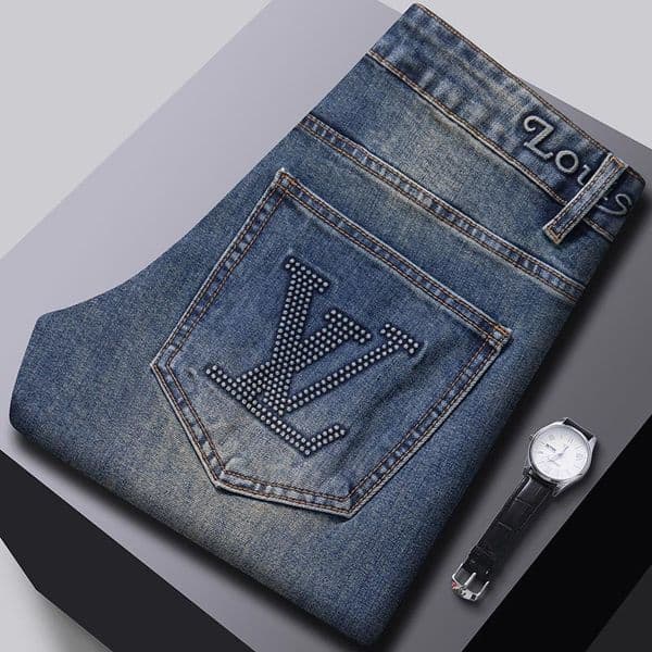 Men's Jeans Autumn Winter Men Slim Fit European American High-end Brand Small Straight Pants Q9736-5