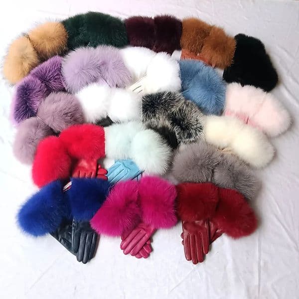 Real Sheep Leather Glove For Women Warm Winter Natural Fox Fur Glove Fashion Warm Natural Leather Hand Warmer 251021