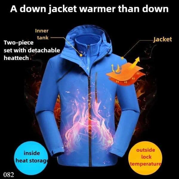New 2Piece Mens Winter Jacket Waterproof Windproof Loose Fit Coat with Fleece Liner for Warmth X251028