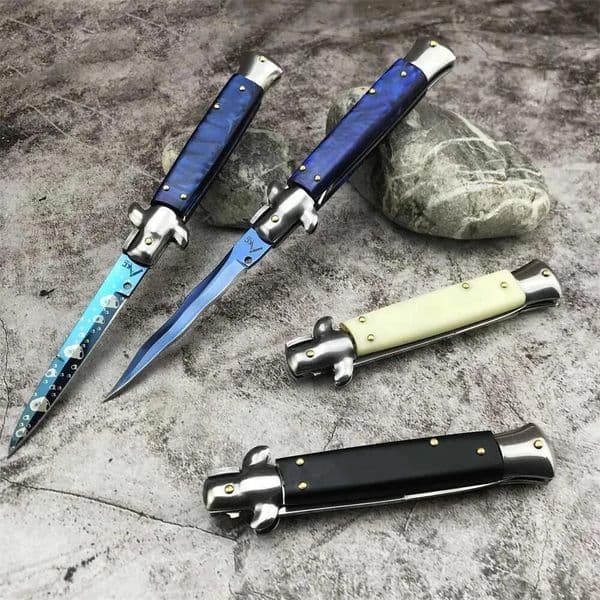 9Models Italian tactical knife Style Tactical Folding knives Knife 4.21 440C Blade, pocket knife Acrylic Handles
