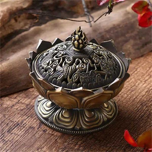 1Pc Lotus Flower Incense Burner Buddha Holder Brass Mini Sandalwood Censer Metal Home Decoration Craft Z251028