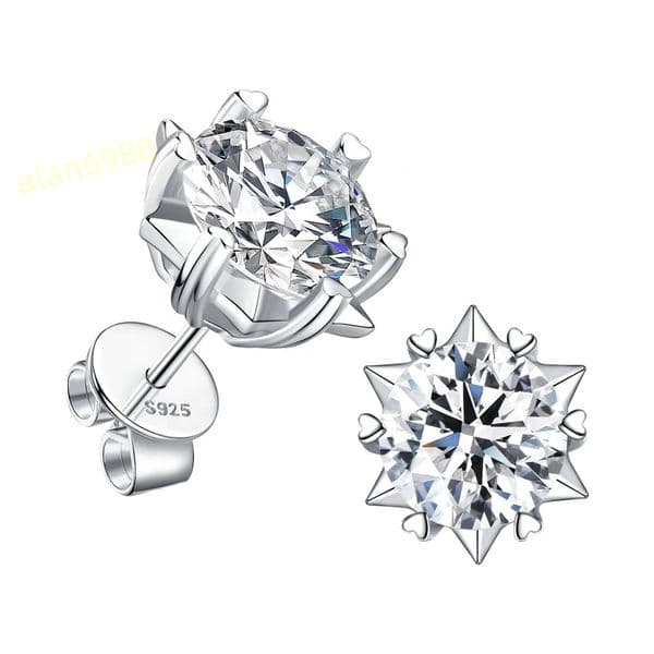 Lab Grown Moissanite Earring 925 Silver White Gold Plated Material Anniversary Gift Snowflake Moissanite Earring for Men Women