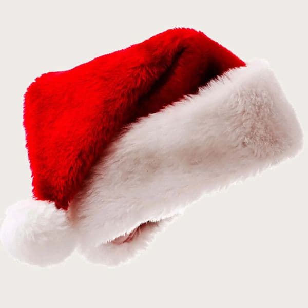 1pcChristmas Black Red Plush Hat Santa Novelty Hat Kids Christmas Decorations For Year Home Santa Claus Gift Party Supplies 251028BJ