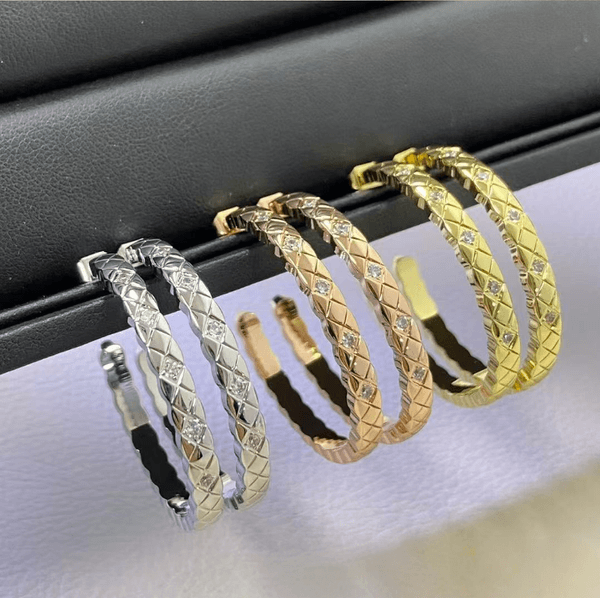 Designer Gold Silver Stud Earrings for Women Fashion Brand Double Letter Geometric Big Annulus Earrings Inlay Crystal Rhinestone Eardrop