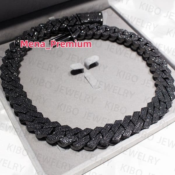 Hip Hop Necklace 20MM Black Gold Vvs Moissanite Cuban necklace Diamond Iced Out Cuban Link Chain