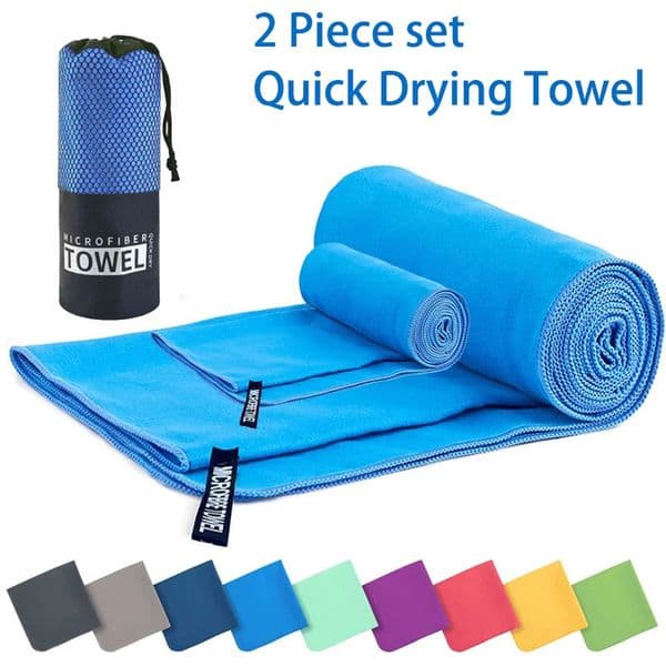2pcs Microfibre set sports towel fitness swimming towel body bath towel canbeused for yoga running camping beach WashclothTowel 251028BJ