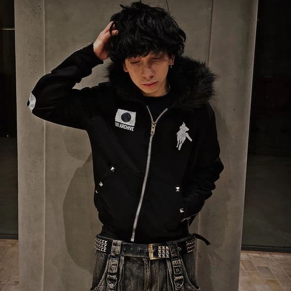 Harajuku Y2K retro aesthetic unisex hoodie casual zipper cardigan print fur collar sweatshirt rock punk hip hop goth streetwear 251027