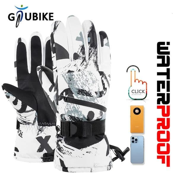 GTUBIKE Thermal Ski Gloves Men Women Winter Fleece Waterproof Warm Child Snowboard Snow 3 Fingers Touch Screen for Skiing 251024