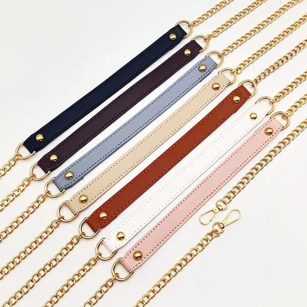 1Pcs 115cm Replacement Shoulder Strap Crossbody Bag Belt Fashion PU Leather Handle with Metal Chains Accessories 251028