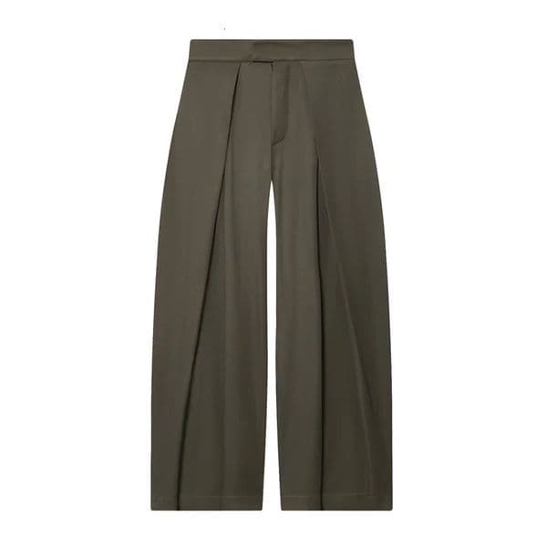 Womens Long Pants Autumn Arrivals Military Green Pleated Loose WideLeg Casual Fashion Stylish and Versatile 251029BJ