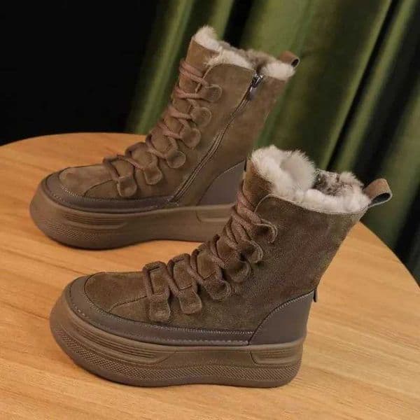 Fashion Outdoor Travel Boots Women Suede Mountaineering Boots Thick Fur MidCalf Snow Boots 2025 Winter Platform Cotton Shoes Z251029