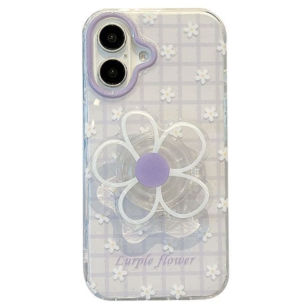 Fresh Purple Plaid Flower for Apple 17 iPhone 16 Protective Cover 15 Pro Max Case 14