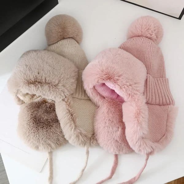 Autumn And Winter Lei Feng Hat For Women Fashion Trapper Earflap Ski Cap Female Thick Warm Beanie Hat Fur Pompom Russain Hats 251029
