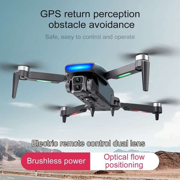S181 Drone With Gps, Cameras, Dual Battery, Optical Flow Obstacle Avoidance - Brushless Motors, Auto Return, Easy To Operate Ideal For Christmas & Halloween