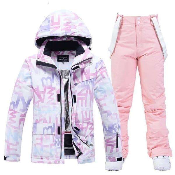 New Fashion Letter Women Ski Suit Winter Windproof Waterproof Snowboarding Jacket And Pants Snow Walking Clothes Female Snowsuit Sport