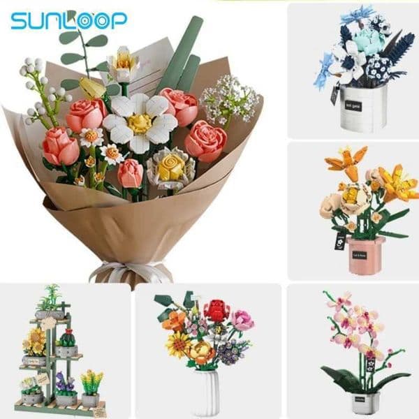 Building Blocks Flowers Bouquet Set Flowers Models Home Decor Botanical Collection Bricks Toys for Adults Mothers Day Christmas X251029