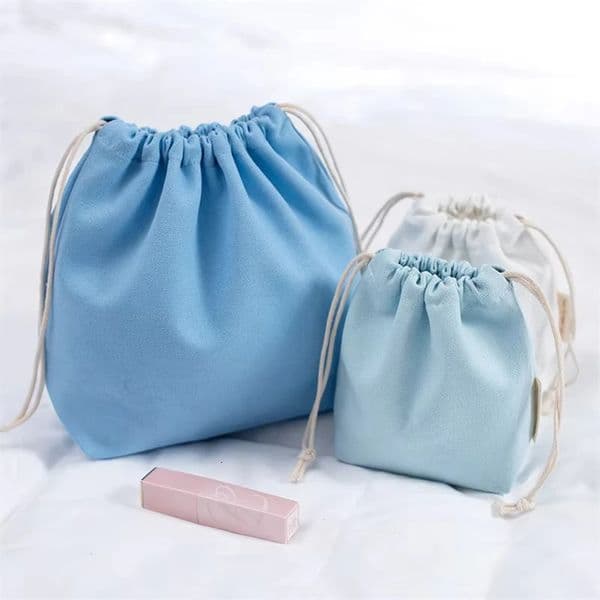 Small Cotton Canvas Drawstring Bag Portable Travel Female Cosmetic Lipstick Mini Storage Pouch Reusable Square String Cloth Bags 251020BJ
