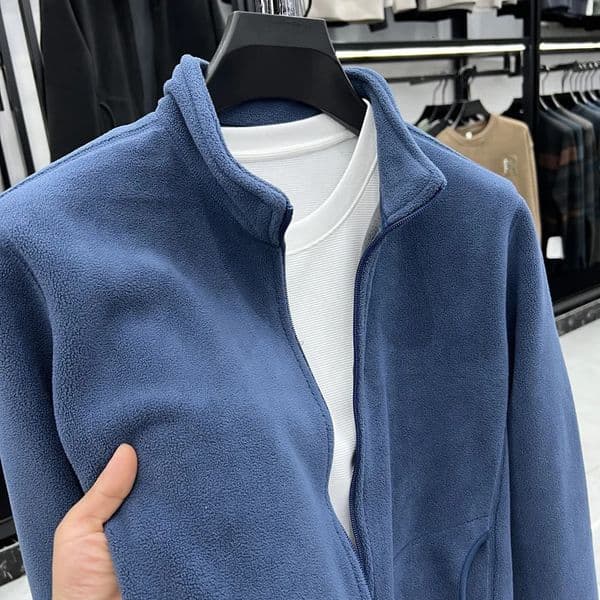 Mens DoubleSided Fce Hoodie Jaet Pure Color Warm Stand Collar Coat Winter Thiened Polyester Long Sve Casual Sle 251029
