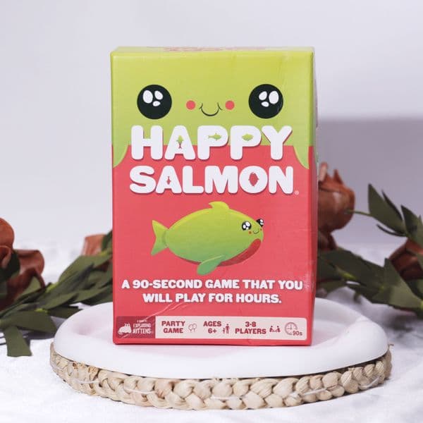 Happy Salmon - Fast-Paced Party Card Game for 3-8 Players , Ideal for Groups Seeking Hilarious, 90-Second Interactive Fun