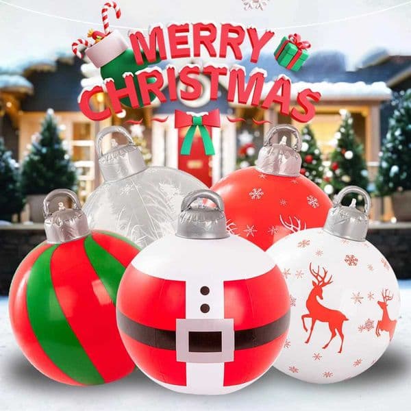 60cm Giant Luminous Inflatable Christmas Ball With No Lights Pvc Outdoor Xmas Decoration Ball Holiday Yard Lawn Porch Decor 2025W251121